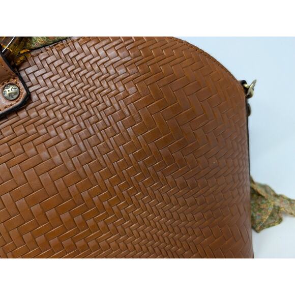 Patricia Nash Purse Brown Leather Meldola Dome Satchel with Scarf Dust Bag - Picture 9 of 16